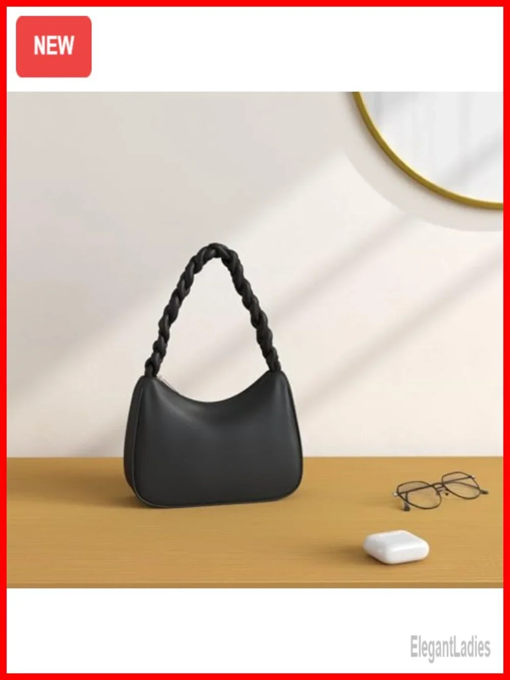 PU Leather Hobo Bag Women Shoulder Tote Handbag Mini Clutch Purse Zip